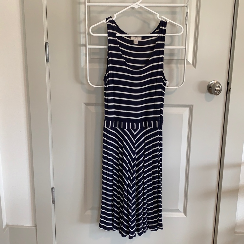 Navy and white striped sundress